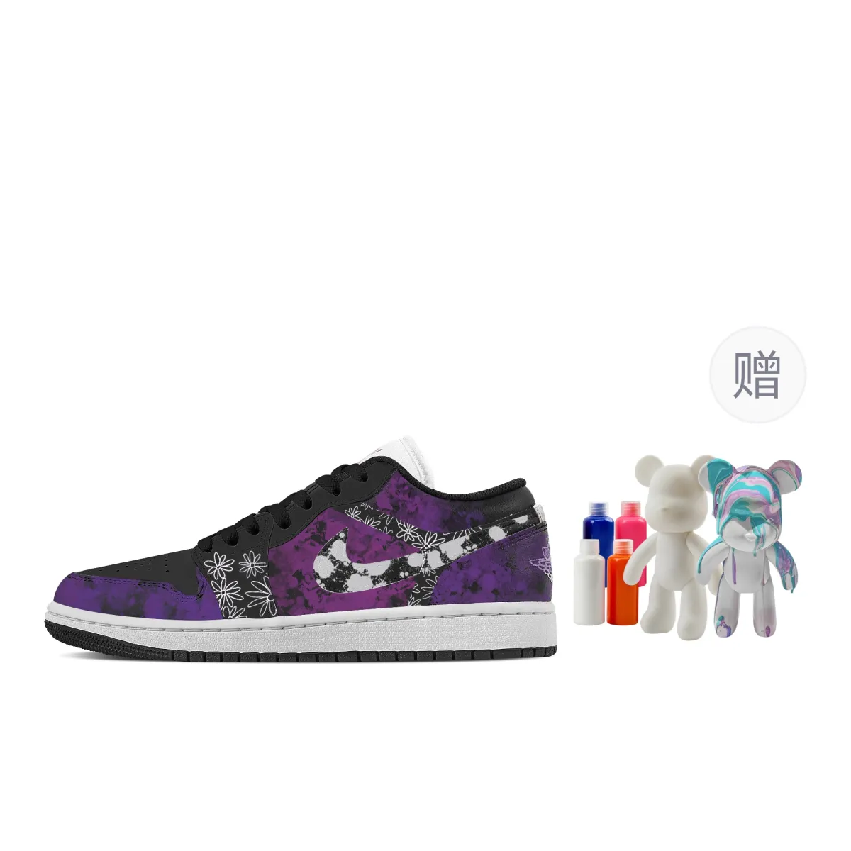 Jordan Air Jordan 1 Comet, Fluid Bear Abrasion Resistant Low top Vintage Basketball Shoes Women's Purple