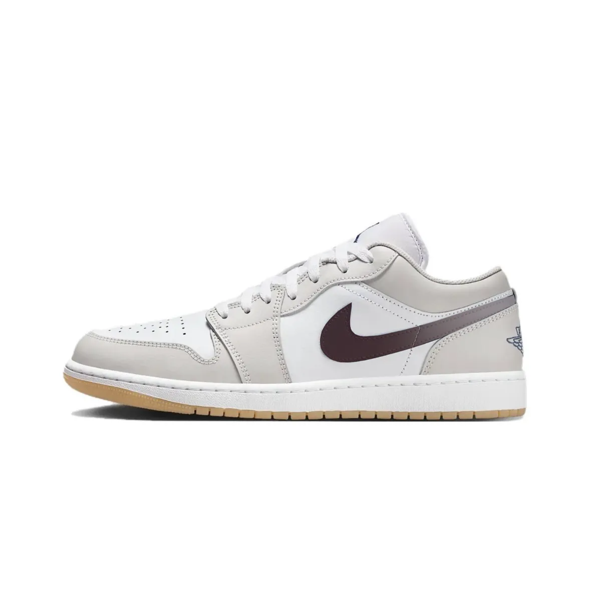 Jordan Air Jordan 1 Slip Resistant Abrasion Resistant Low top Vintage Basketball Shoes Unisex Gray White Brown