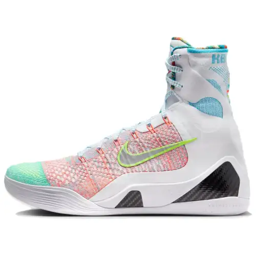 Nike Kobe 9 Elite Protro What The Comfortable and Fashionable Shock Absorbing Anti-Slip Wear Resistant High Top Basketball Shoes Men's White Orange Green 2025 Edition