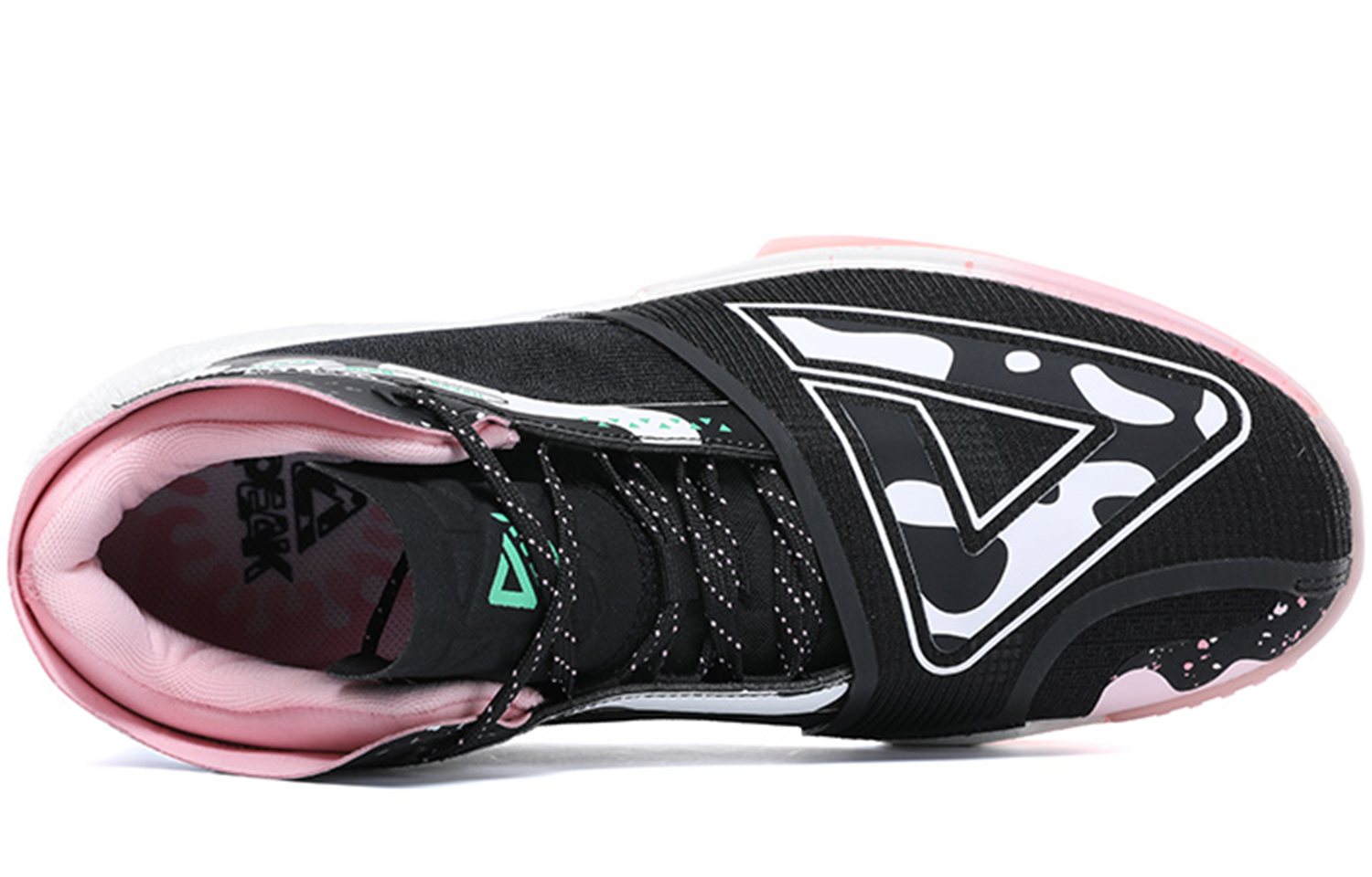 PEAK State Extremely Large Triangle 1.0 Basketball Shoes Men’s Mid Top Black/All White/Pink