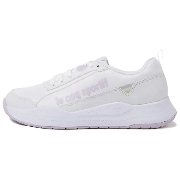 Le Coq Sportif Slip Resistant Cushioning Low top Tennis Shoes Women's Beige Purple
