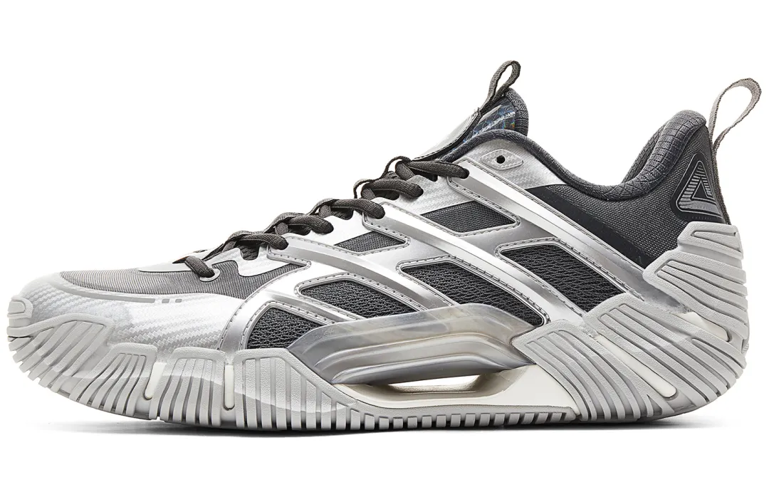 PEAK Yanwu 2 Taichi, Lava Colorway Low top Performance Basketball Shoes Men's Dark Gray Silver
