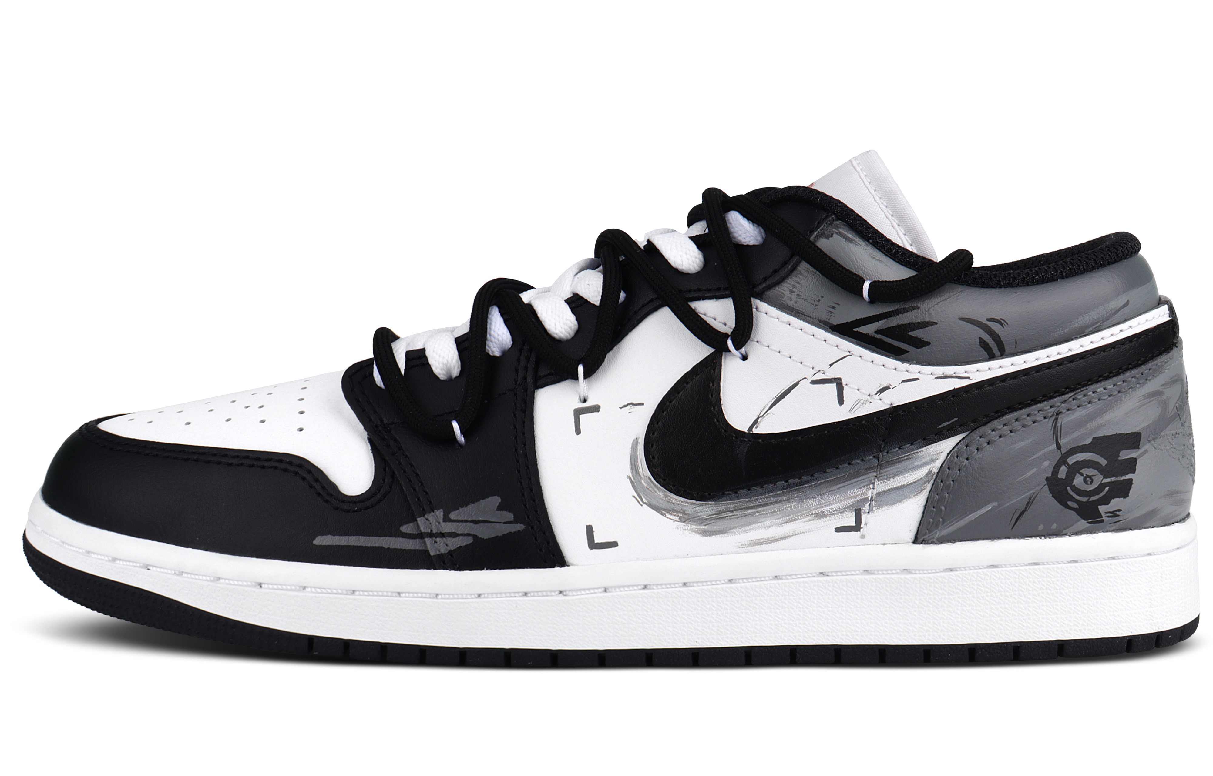Jordan Air Jordan 1 Abrasion Resistant Abrasion Resistant Low top Vintage Basketball Shoes Unisex Black White Gray