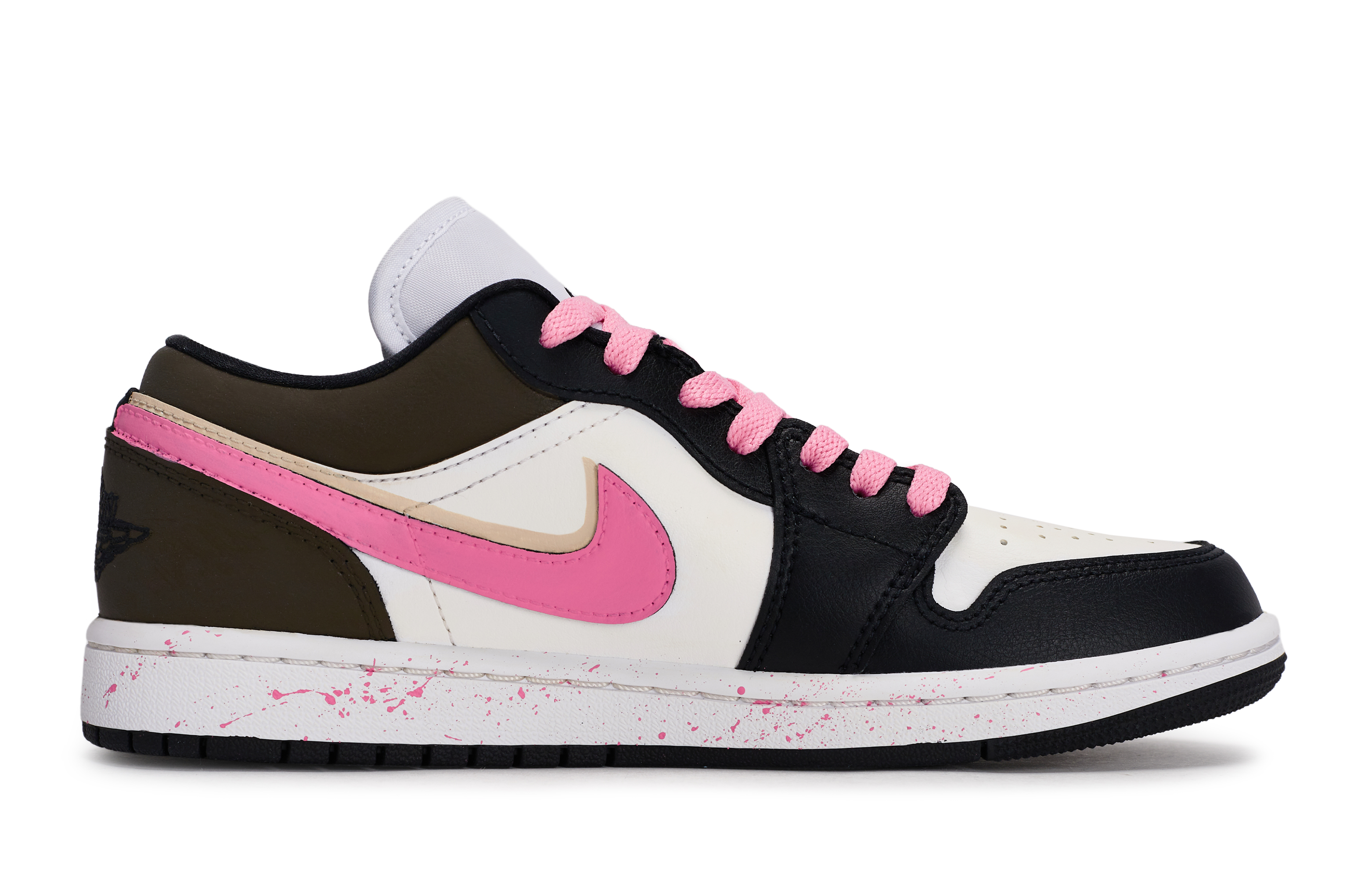 Jordan Air Jordan 1 Vintage Basketball Shoes Women’s Low Top Black/White/Pink/Brown