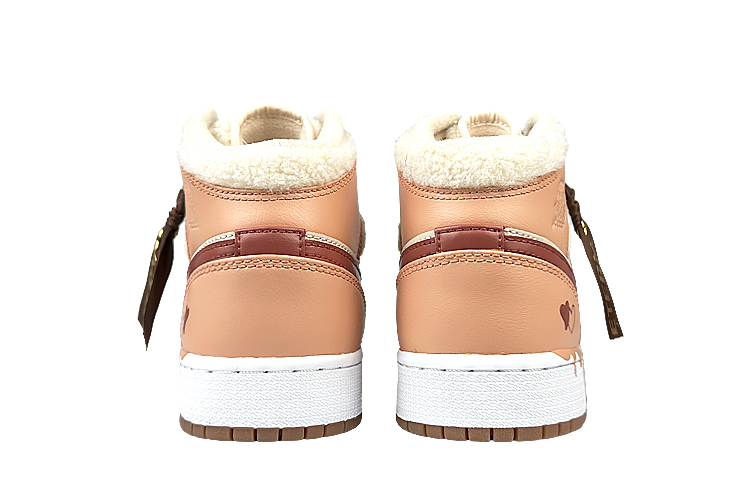 Jordan Air Jordan 1 Mid top Vintage Basketball Shoes GS Beige Coffee