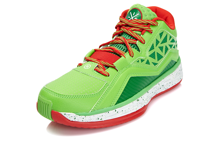 Li Ning Wade Fission 2.5 Mid top Basketball Shoes Unisex Green Red