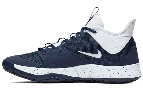Nike PG 3 TB Pickled Pepper 3 Paul George Round Toe Lace Fabric Synthetic Leather Shock Absorbing Wear Resistant Low Top Practical Basketball Shoes Men's Midnight Blue