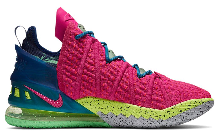 Мужские кроссовки Nike Lebron 18 (розово-желто-синие) — фото 2