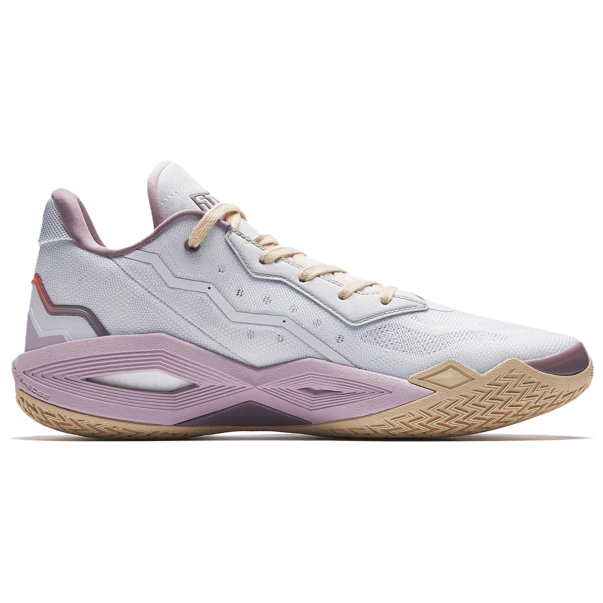 Anta Cushioning, Wear Resistant Low top Basketball Shoes Men’s White Gray Purple