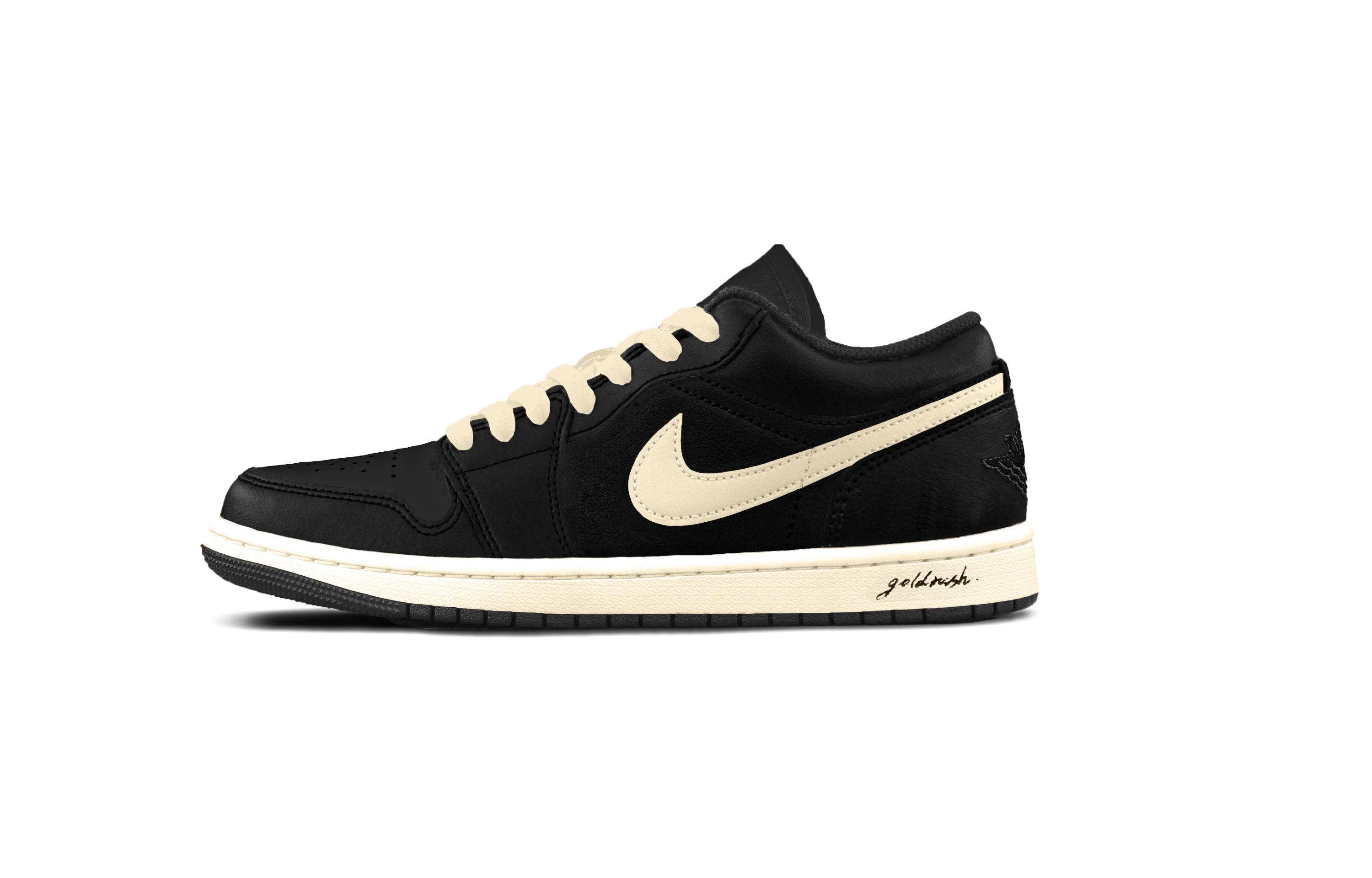 Jordan Air Jordan 1 Black Distressed Cushioning, Wear Resistant Low top Vintage Basketball Shoes Unisex Black Beige