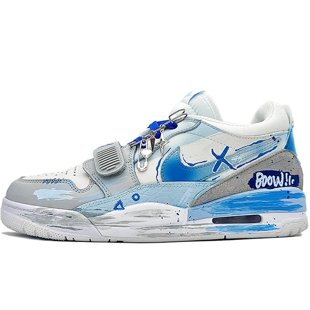 Jordan Legacy 312 Vintage Basketball Shoes Men's Low Top Blue Gray White