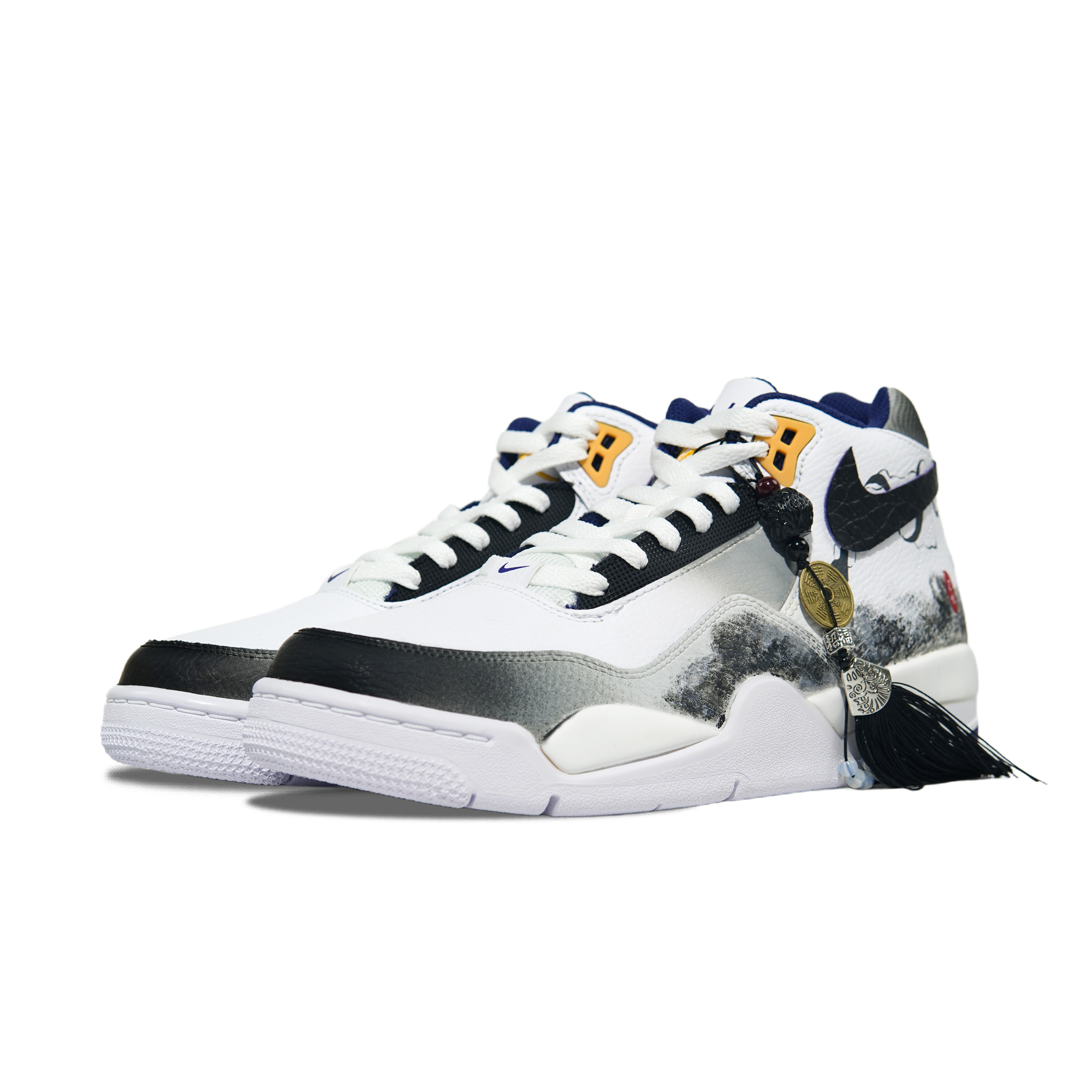 Nike Flight Legacy Cushioning Slip Resistant Abrasion Resistant Waterproof Mid top Vintage Basketball Shoes Men’s White