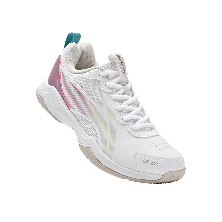 Li Ning Badminton Shoes Unisex Low Top Standard White/Turquoise Pink