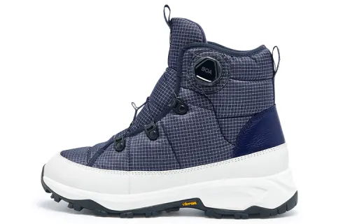 KAZUKI x DESCENTE Ski Style Water Repellent Fleece Lined Thermal Knee High Snow Boots Men's Navy Blue
