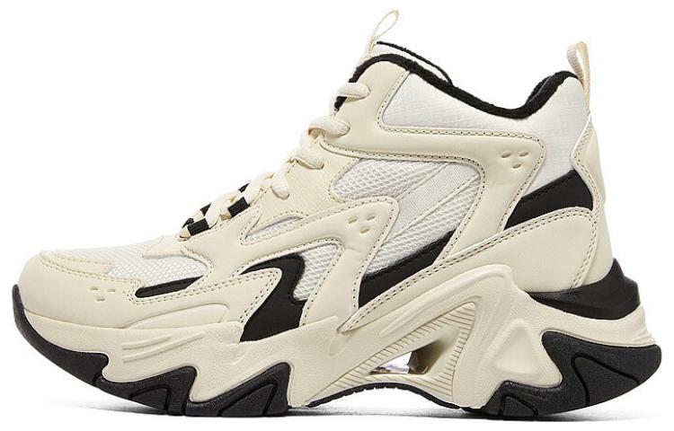 Skechers Skechers Stamina V6 mecha shoes third generation fabric comfortable and versatile mid-top dad shoes women's white and black