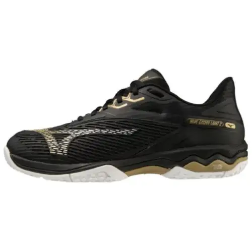 Mizuno WAVE EXCEED LIGHT2 WIDE OC Comfortable Cushioning, Wear Resistant Low top Tennis Shoes Unisex Black Gold