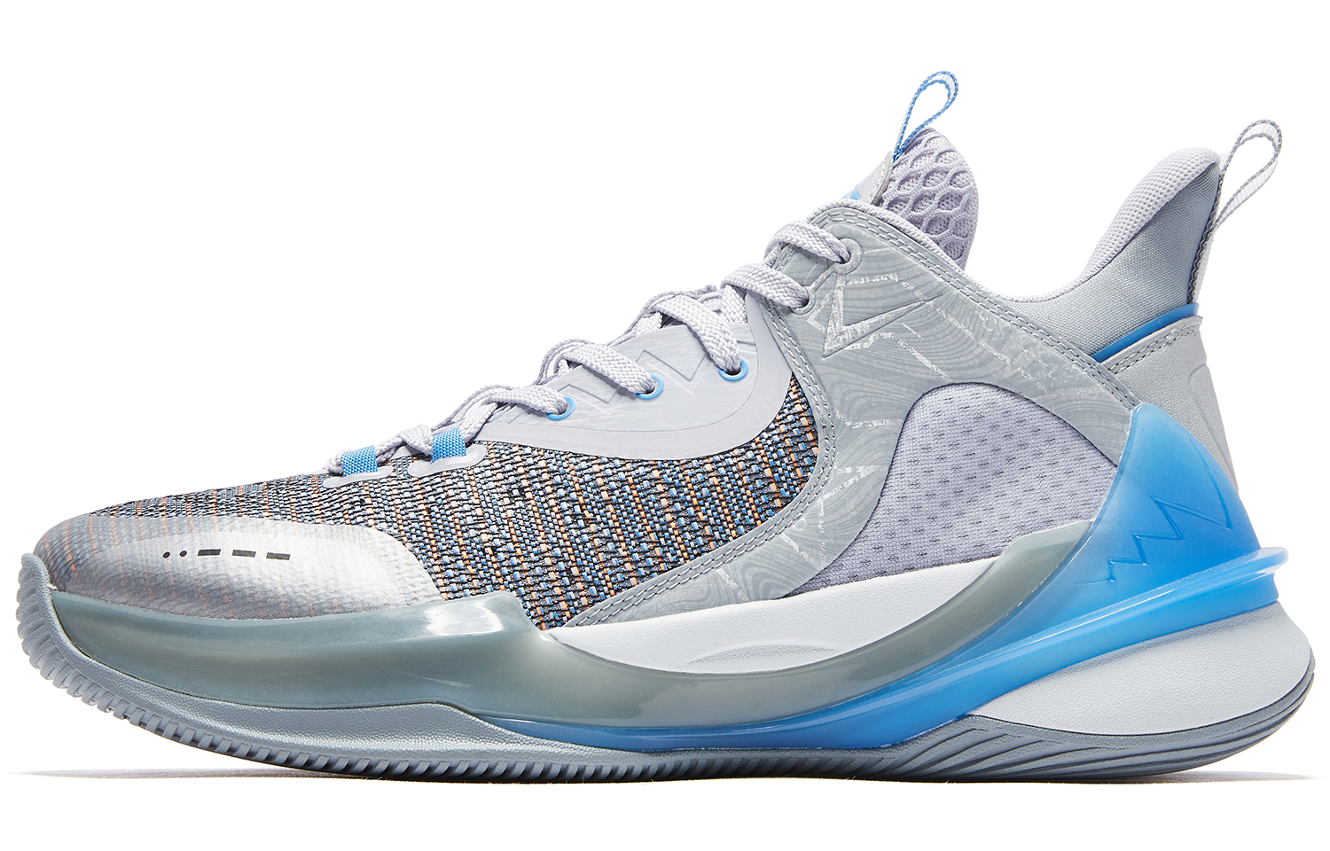 QIAODAN Poisonous Fangs 2.0 Anti Slip Wear Resistant Mid Top Basketball Shoes Men’s Gray Blue