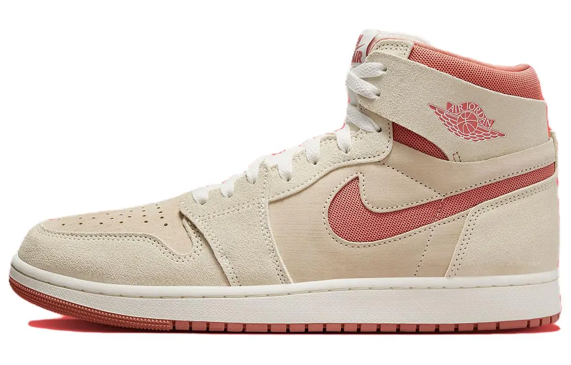 Jordan Air Jordan 1 Comfortable High top Vintage Basketball Shoes Men's Beige Pink