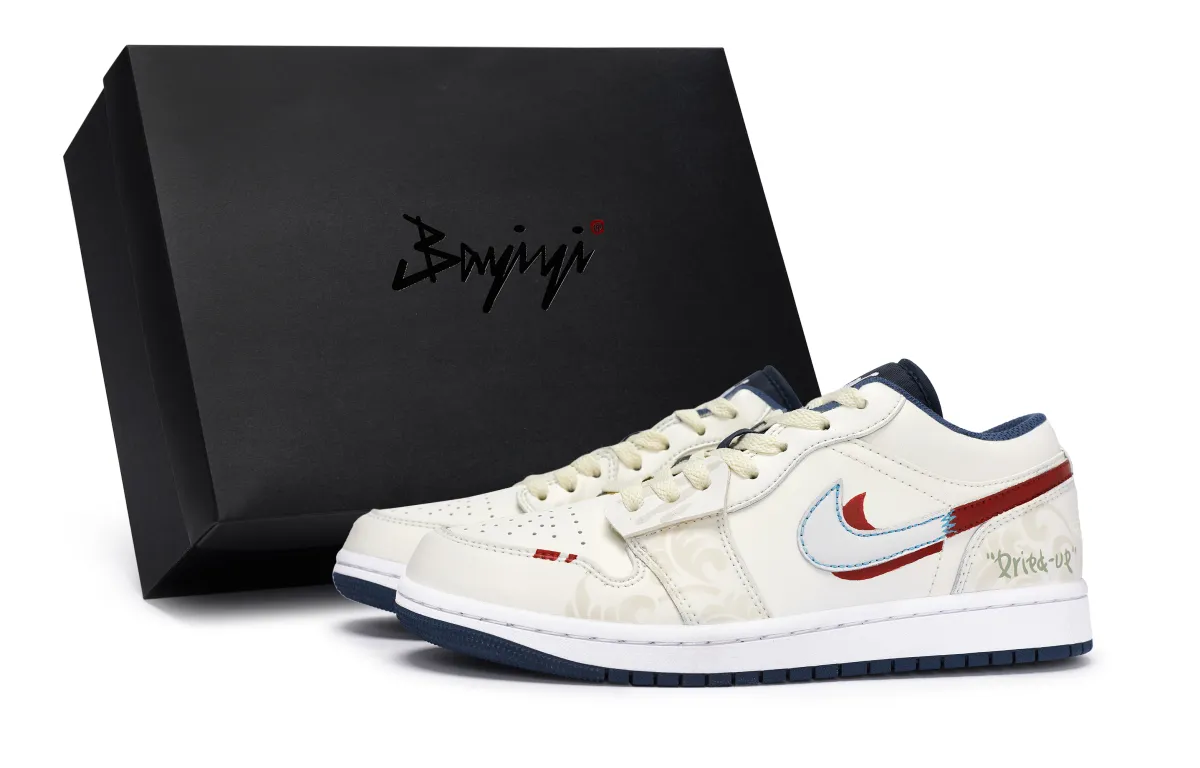 Jordan Air Jordan 1 Abrasion Resistant Abrasion Resistant Low top Vintage Basketball Shoes Men's Beige White Red