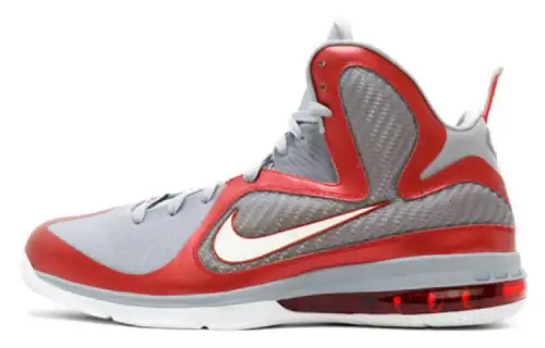 Nike Lebron 9 Ohio State round toe lace-up non-slip lightweight high-top practical basketball shoes men's gray red