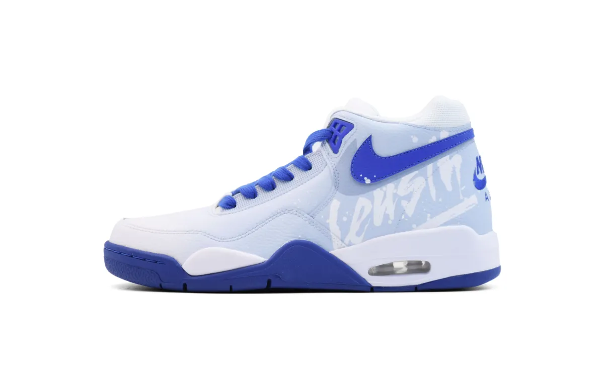 Nike Flight Legacy Coverage Moisture Wicking Mid top Vintage Basketball Shoes Men's White Blue