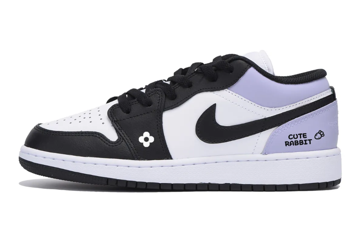 Jordan Air Jordan 1 Low top Vintage Basketball Shoes Men's Black White Purple