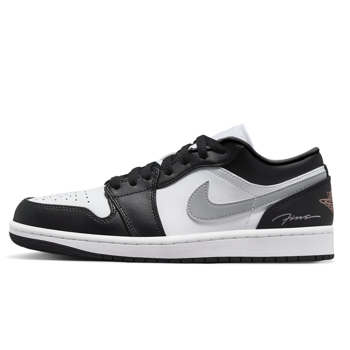 Jordan Air Jordan 1 Cushioning, Wear Resistant Low top Vintage Basketball Shoes Unisex Black White Gray