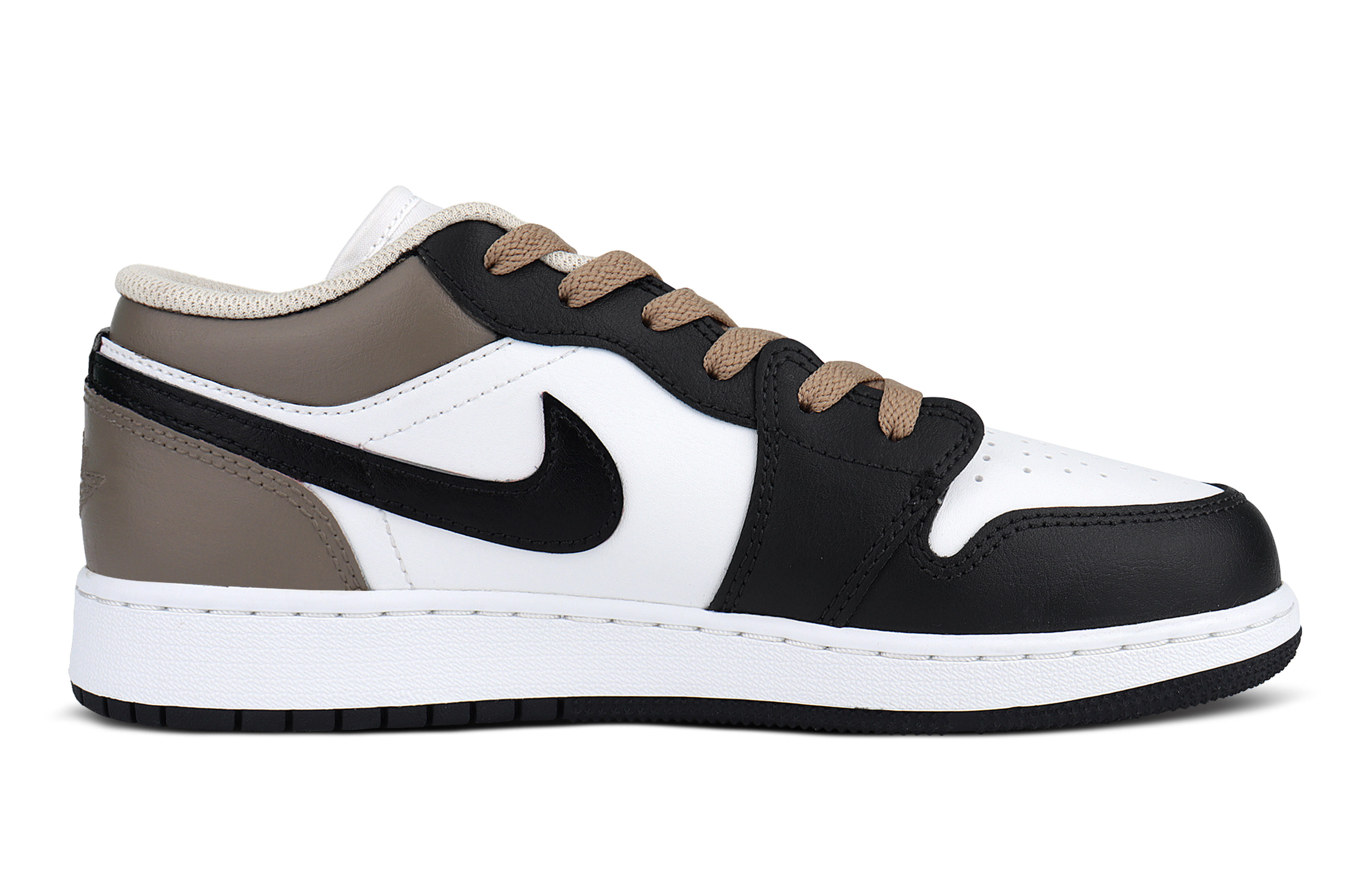 Jordan AJ1 Leather Abrasion Resistant Low top Vintage Basketball Shoes Unisex Black White Brown