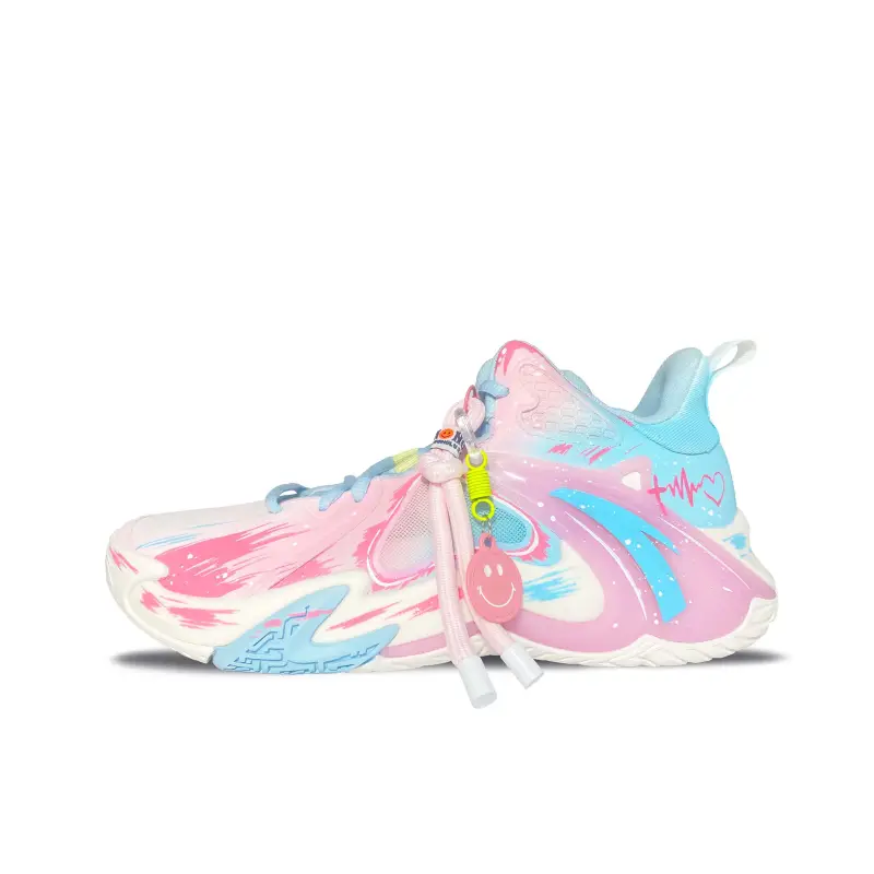 Anta Airspace 4 Cushioning Slip Resistant Abrasion Resistant Low top Basketball Shoes Men's Pink Blue