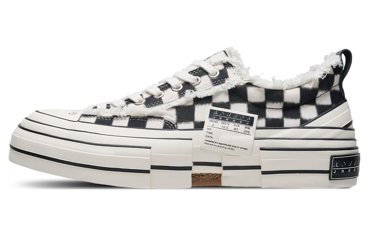 XVESSEL G.O.P. LOWS PIXEL Slip Resistant Abrasion Resistant Low top Canvas Shoes Unisex Black White