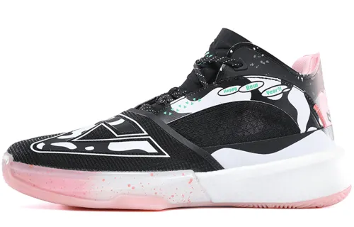 PEAK State Extremely Large Triangle 1.0 Basketball Shoes Men's Mid Top Black/All White/Pink