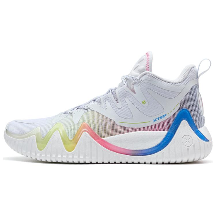 XTEP Abrasion Resistant Rebound High top Basketball Shoes Men’s White Green Pink