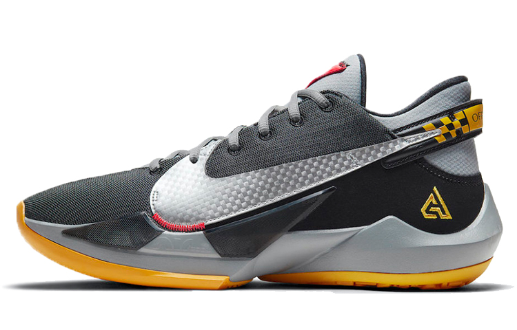 Nike Freak 2 \"Taxi\"Zoom Antetokounmpo Round Toe Lace Fabric Synthetic Leather TPU Shock Absorbing Anti-Slip Wear-Resistant Wrapping Support Low-top Practical Basketball Shoes Men's Gray Silver Domestic Version