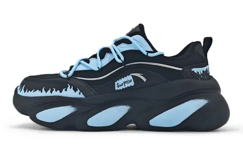 Anta Cat Paw Cushioning Slip Resistant Abrasion Resistant Low top Chunky Sneakers Women's Black Blue