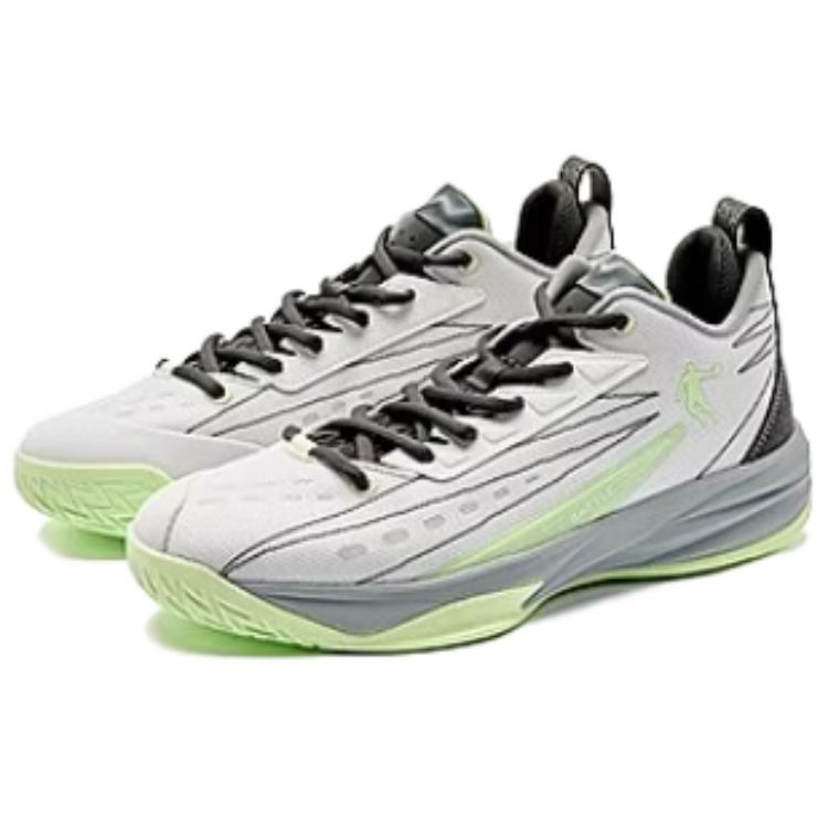 QIAODAN Comfortable Slip Resistant Low top Basketball Shoes Men’s White Cyan