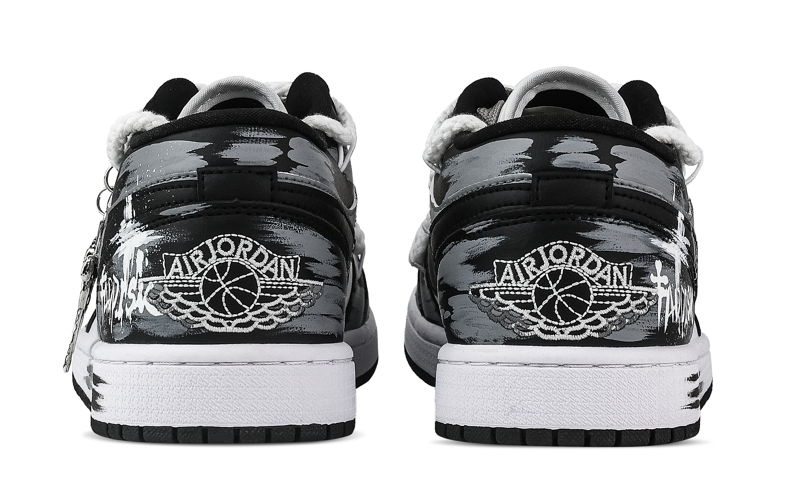 Jordan Air Jordan 1 Rose Branch Support Low top Vintage Basketball Shoes Unisex Black White Gray