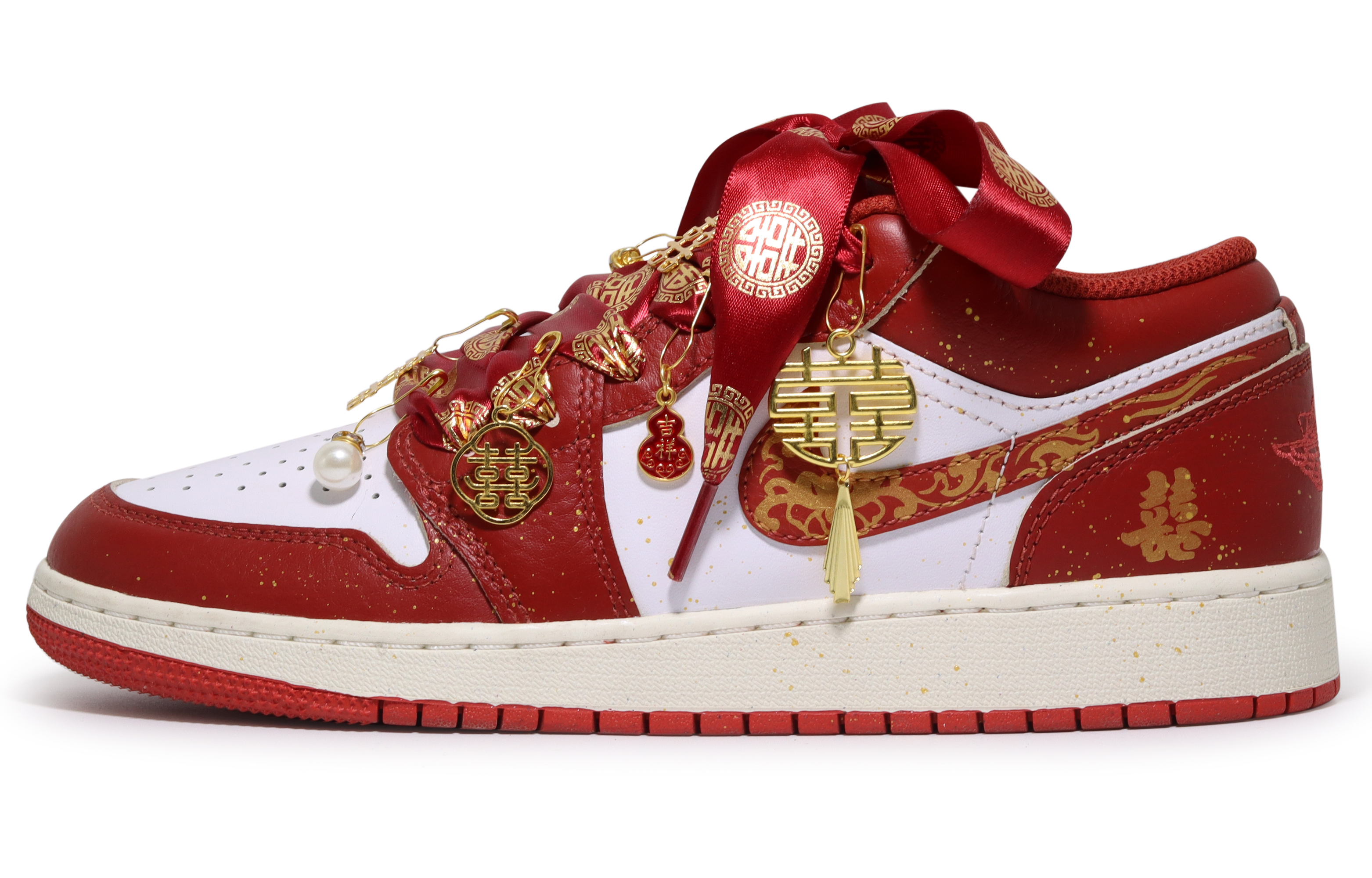 Jordan Air Jordan 1 Low top Vintage Basketball Shoes Unisex Red White