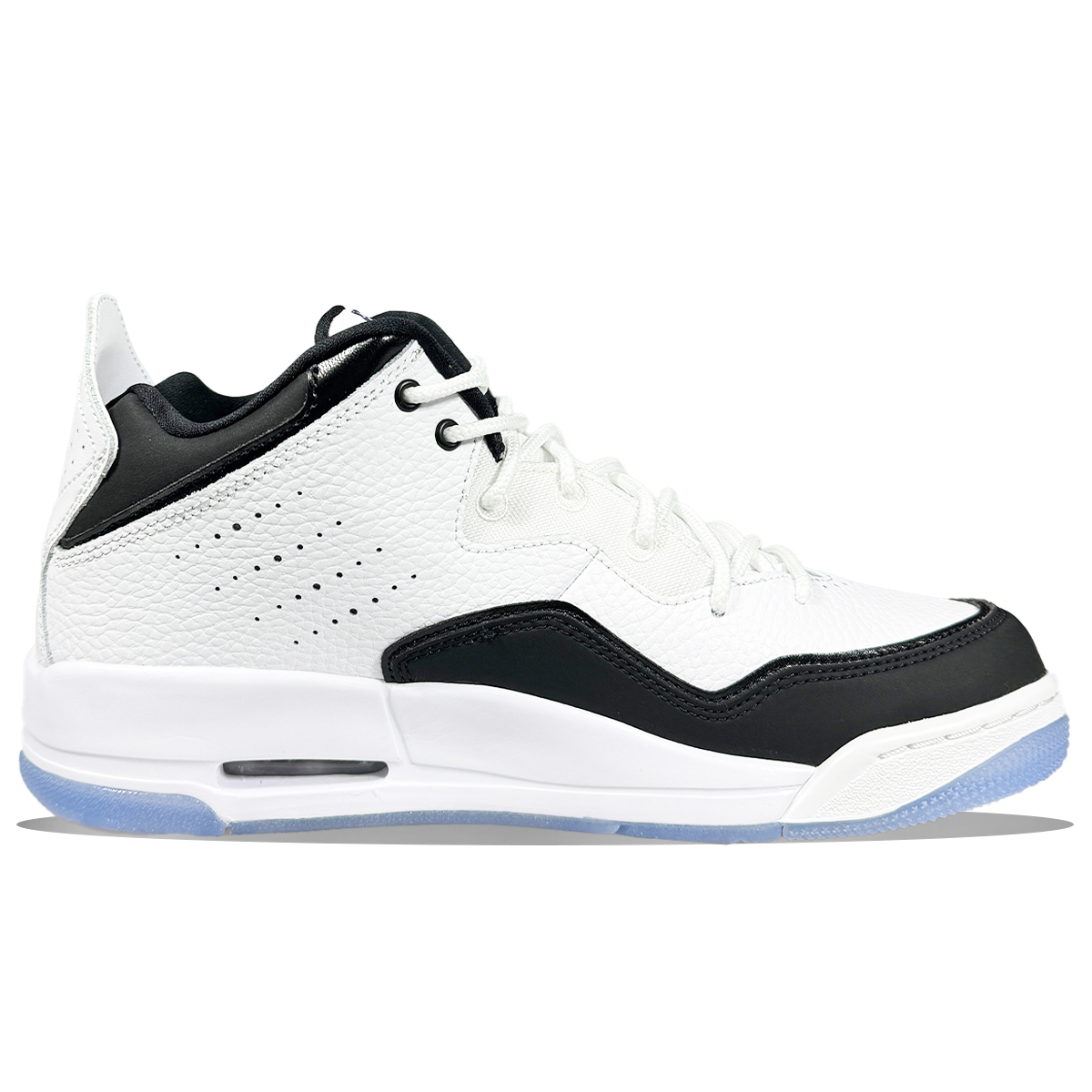 Jordan Courtside 23 Cushioning Slip Resistant Mid top Vintage Basketball Shoes Unisex Black White Blue
