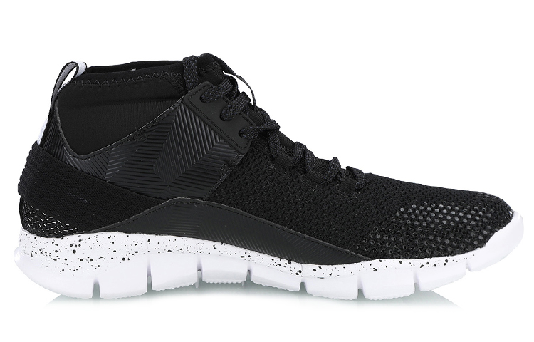 Li Ning Mid top Basketball Shoes Unisex Black White