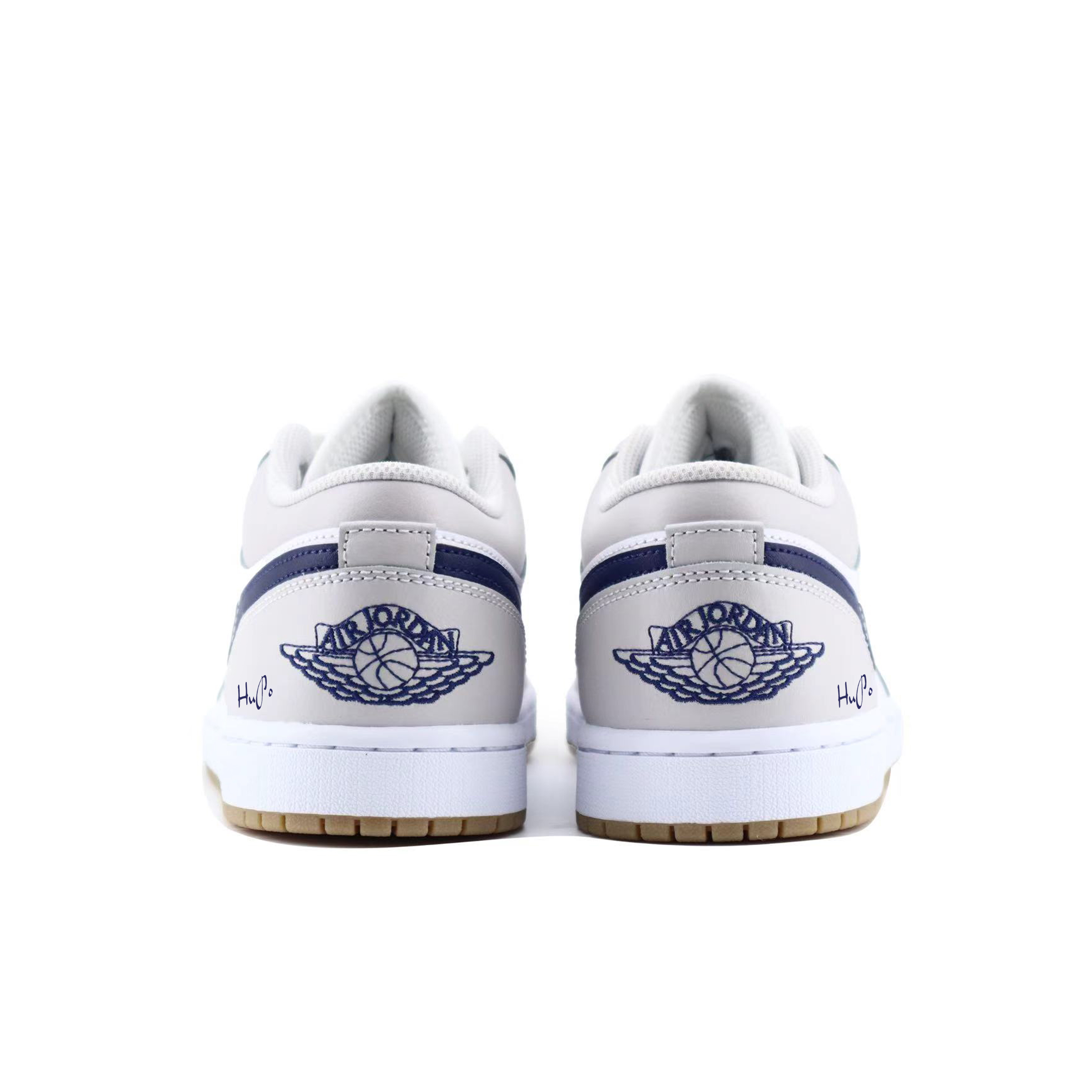 Jordan Air Jordan 1 Cushioning Slip Resistant Low top Vintage Basketball Shoes Unisex White Gray