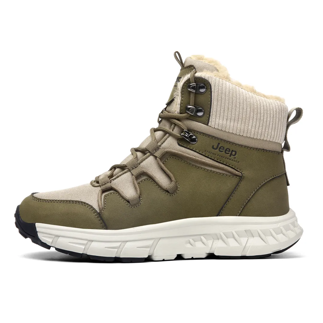 Jeep Waterproof Slip Resistant Comfortable Elegance Fleece Lined Thermal Short Snow Boots Men's Khaki Green