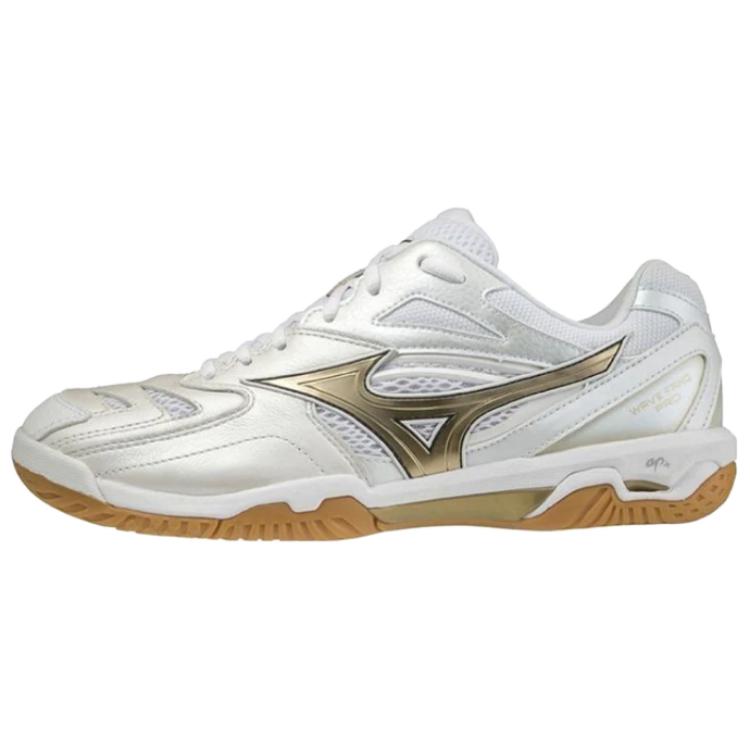 Кроссовки Mizuno с золотыми вставками (бело-золотые)