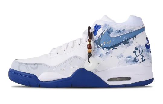 Nike Flight Legacy Mid top Vintage Basketball Shoes Unisex Blue Ink Color