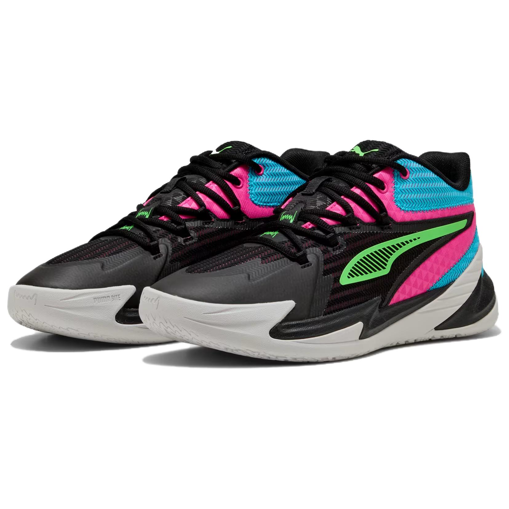 PUMA Slip Resistant Abrasion Resistant Mid top Basketball Shoes Unisex Black Pink