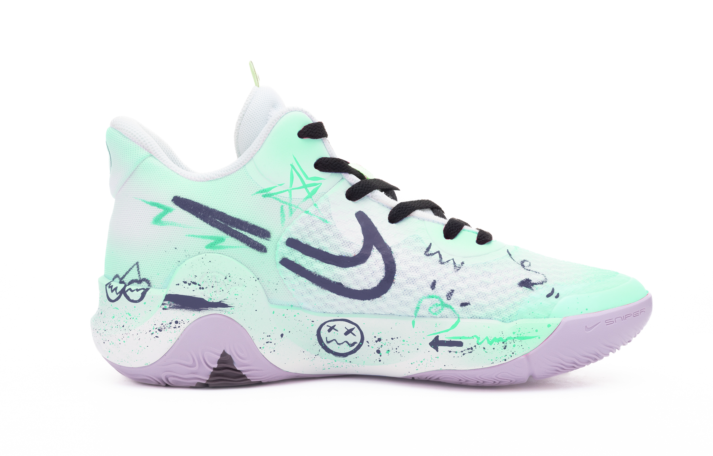 Nike KD Trey 5 IX Hand Drawn Graffiti Slip Resistant Abrasion Resistant Mid top Vintage Basketball Shoes Men’s Green