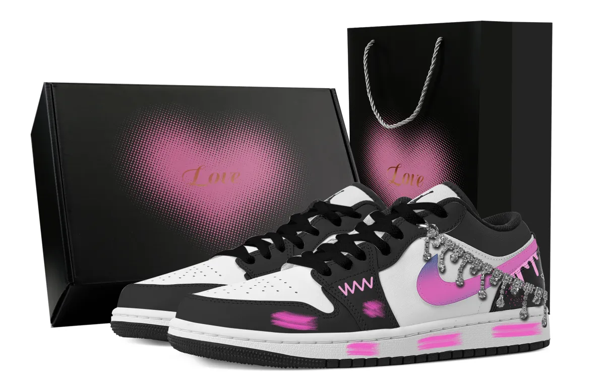 Jordan Air Jordan 1 Urban Chic Style, Heart Box Abrasion Resistant Low top Vintage Basketball Shoes Women's