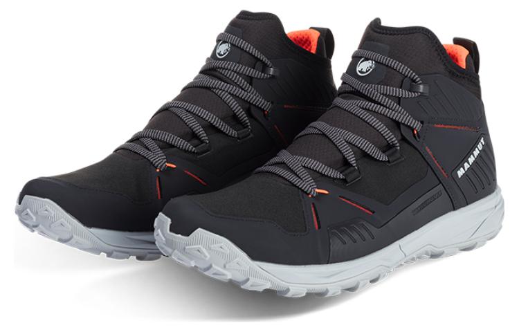 MAMMUT Saentis Slip Resistant, Abrasion Resistant, Waterproof Mid top Hiking Shoes Men’s Black Orange