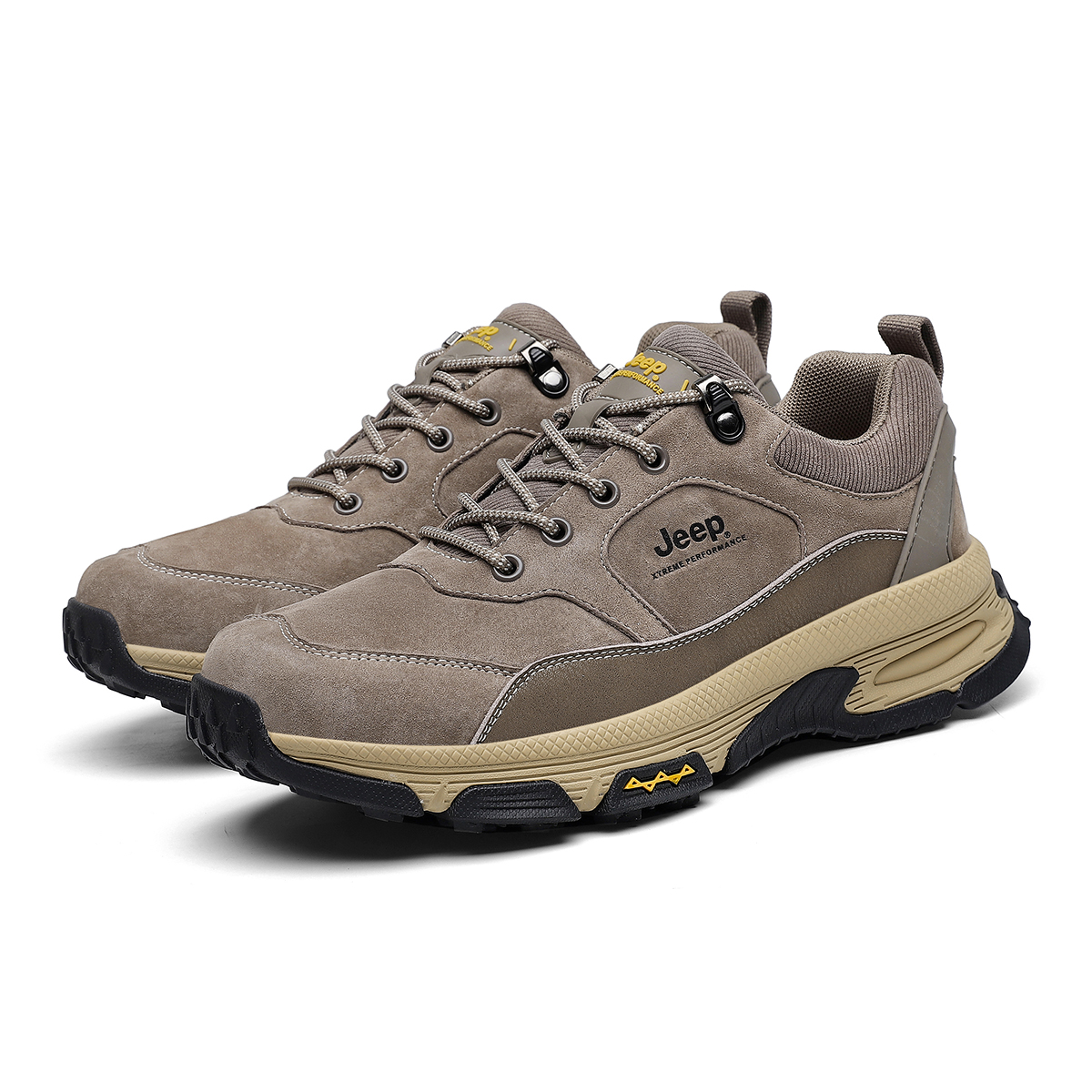 Jeep Textile, Synthetic Leather Comfortable Low top Outdoor Shoes Men’s Khaki