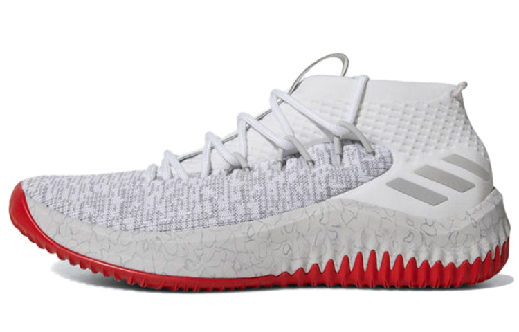 Adidas D Lillard 4 Lillard Gray Noise Shock Absorbing Anti-Slip Mid-top Basketball Shoes Men's White Red