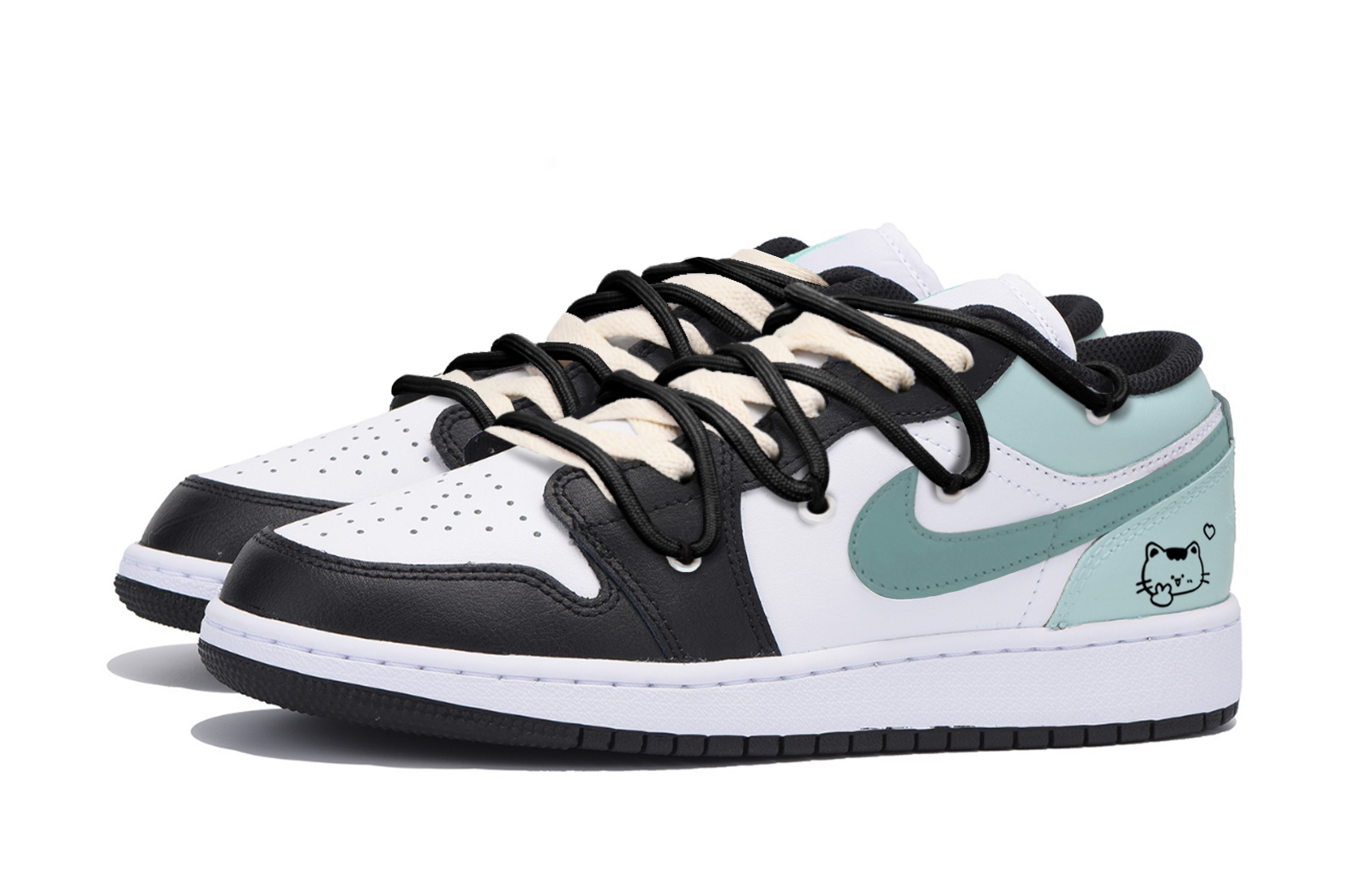 Jordan Air Jordan 1 Vintage Basketball Shoes Men’s Low Top Black Tiffany